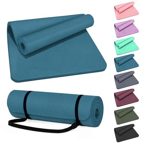 HULKFIT 1" Extra Thick Yoga Mat, High Density Non Slip Exercise Mat with Carrying Strap, Fitness Mat for Pilates